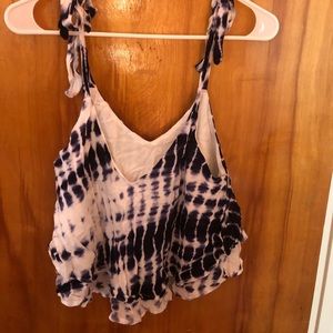 Trendy Blue and White Tie Dyed Tank